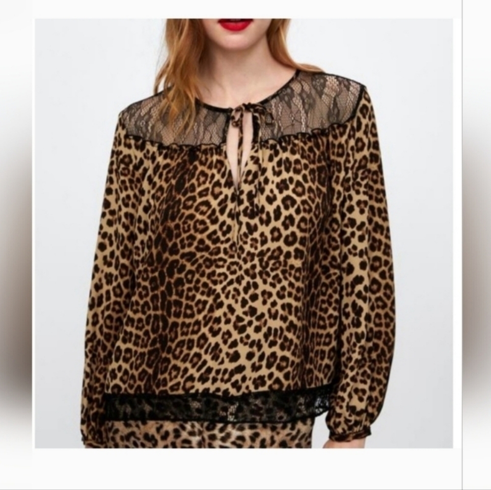 Zara Print Blouse leopard print small